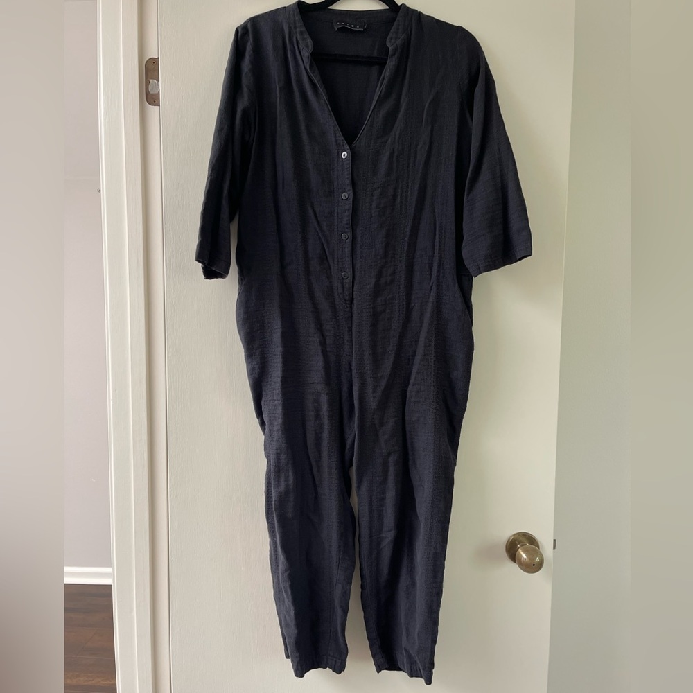 Hatch Button-Front Maternity Jumpsuit
